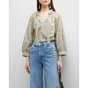 Rails Amal Floral Cotton Blouse Top Size Small Lightweight V Neck